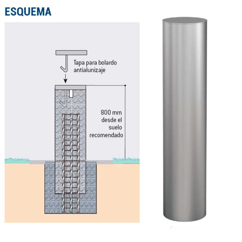 Pilona baixa EN ACER INOX ANTI ALUNIZAJE